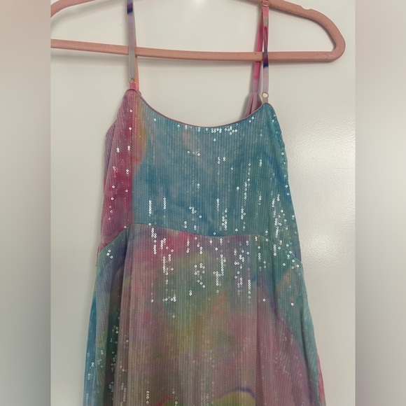 Hutch Alden Rainbow Sequin Maxi Wrap Dress size medium vibrant colorful boho - Picture 10 of 13